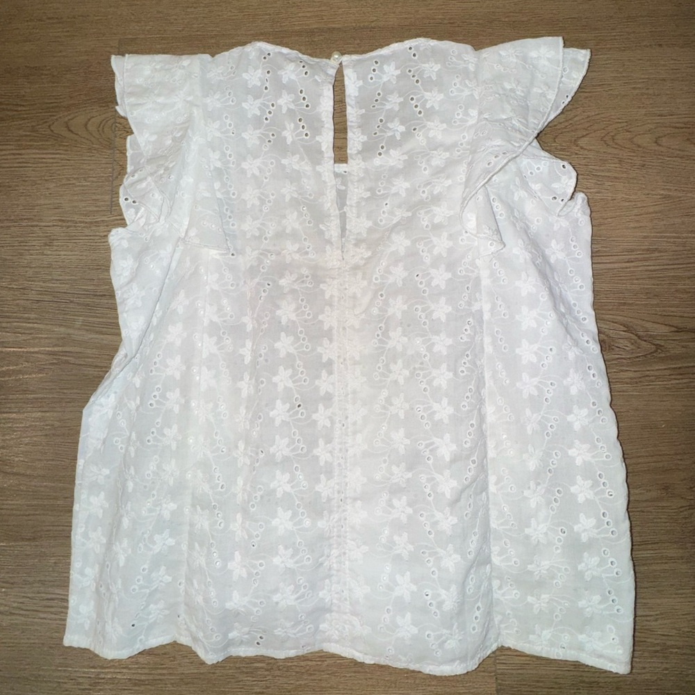 White Sheer Ruffle Top - Picture 3 of 4